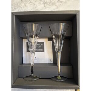 Waterford Crystal The Millennium Collection 2000 Heart Champaign Flutes NOS